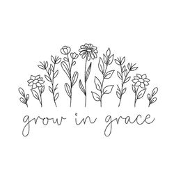 grow in grace flower mahine embroidery design, 5 sizes, instant download