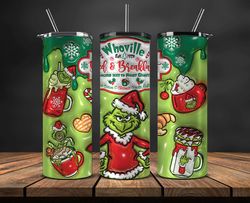 grinchmas christmas 3d inflated puffy tumbler wrap png, christmas 3d tumbler wrap, grinchmas tumbler png 50