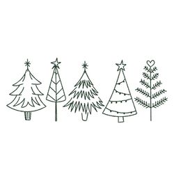 christmas trees embroidery designs, christmas embroidery design, holiday machine embroidery file