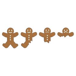 mini gingerbread embroidery designs, four gingerbread man, christmas embroidery designs, holiday machine embroidery file