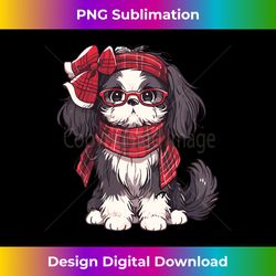 funny shih tzu dog plaid headband glasses christmas xmas boy long sleeve - minimalist sublimation digital file - crafted for sublimation excellence