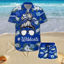 kentucky wildcats girl messy bun hawaiian shirt and shorts 288 l1bth0452