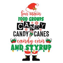 four main food groups candy canes candy corn and styrup svg, christmas tree svg, candy canes svg, santa svg