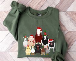 christmas farm animals sweatshirt, christmas hoodie, christmas farm life sweatshirt, santa animal shirt, happy new year,