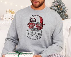 christmas for man sweatshirts, cool santa sweatshirt, christmas gifts for boys, santa dad sweatshirt, christmas glasses,