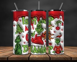 grinchmas christmas 3d inflated puffy tumbler wrap png, christmas 3d tumbler wrap, grinchmas tumbler png 125