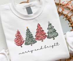 merry and bright embroidery sweatshirt, merry christmas embroidery sweatshirt, christmas designs sweatshirt