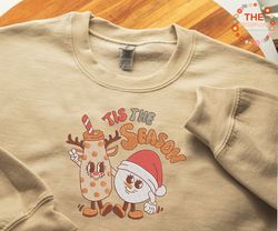 retro christmas embroidery sweatshirt, tis the season embroidery sweatshirt, merry christmas 2023 embroidery sweatshirt