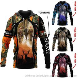 multicolor deer hunting a group of friends personalized unisex hoodie lh