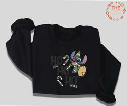 christmas movie embroidery sweatshirt, christmas green monster embroidery sweatshirt, christmas blue alien embroidery
