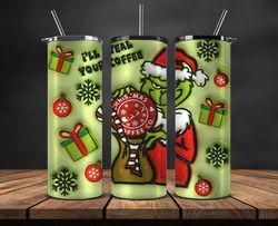 grinchmas christmas 3d inflated puffy tumbler wrap png, christmas 3d tumbler wrap, grinchmas tumbler png 114