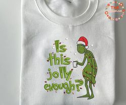 is it jolly enough embroidery sweatshirt, movie christmas embroidery sweatshirt, happy christmas embroidery sweatshirt,