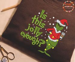 christmas embroidery sweatshirt, is it jolly enough happy christmas embroidery sweatshirt, movie christmas embroidery