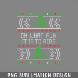 biking oh what fun cycling bike ugly christmas sweater png, christmas png