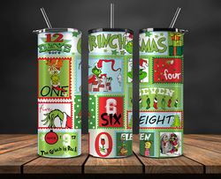 christmas 20oz tumbler wrap png, christmas 3d inflated puffy tumbler wrap png, grinchmas 20oz png 25