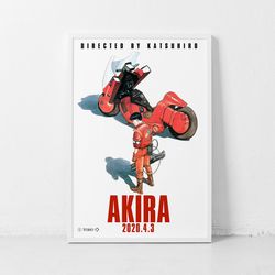 akira - red fighting anime movie poster classic retro rock vintage wall art print decor canvas poster