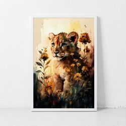 animals watercolour poster, wall art prints picture safari poster kids bedroom decor canvas poster