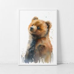 animals watercolour poster, wall posters and modern family bedroom decor canvas poster