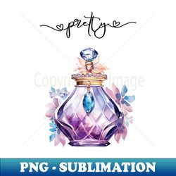 pretty chic perfume bottle with jewels watercolor art - instant png sublimation download - transform your sublimation creations