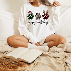 Happy Pawlidays Sweatshirt, Happy Pawlidays Shirt, Christmas Dog Shirt, Dogs Sweatshirt, Merry Woofmas Shirt, Funny Chri