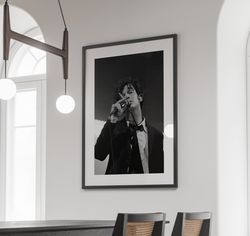 matty healy smoking poster, vintage wine print, the 1975 poster, black and white room decor, the 1975 print, bar wall ar