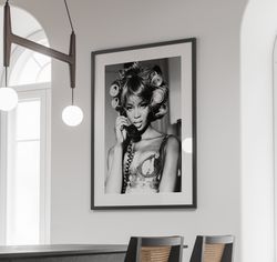 naomi campbell poster, black and white fashion art, vintage print, feminist decor, naomi campbell print, fashion poster,