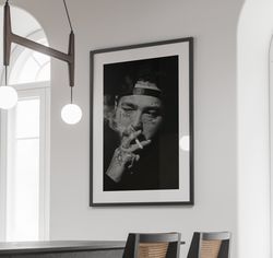 post malone poster, black and white wall art, music memorabilia, post malone art print, hip hop rapper poster, unique po