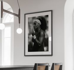 serena williams poster, black and white, tennis wall art, serena williams print, tennis poster, vintage wall decor, wall