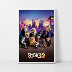 sing 2 movie poster, home decoration gift, classic retro poster wall art picture print modern family bedroom decor canva