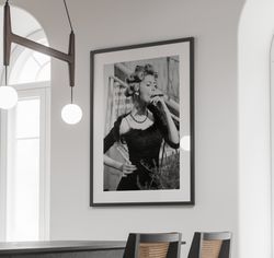 women smoking poster, luxury fashion print, aesthetic bedroom decor, vintage wall art, black and white print,feminist pr