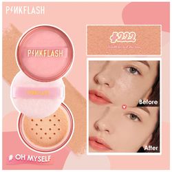 pinkflash 3 colors matte loose powder waterproof oil-control matte full coverage face makeup