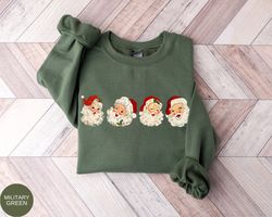 christmas santa heads sweatshirt, santa claus shirt, santa hat sweater, ho ho ho santa shirt, retro santa shirt, classic