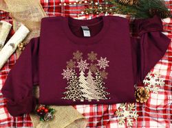 leopard christmas trees shirt, merry christmas shirt, christmas tree shirt, leopard t-shirt, holiday shirt, leopard prin