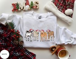 merry christmoos sweater, cute cow christmas sweatshirt, christmas lights and cows shirt, christmas gift animal lover, c