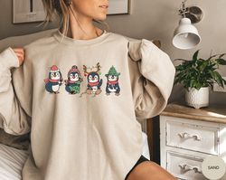 penguin merry christmas sweatshirt, cute penguin xmas light sweater, christmas penguin lover shirt, christmas gift, anim