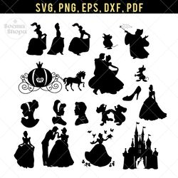princess cinderella svg, silhoutte svg clipart, compatible with cricut and cutting machine