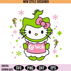 whimsical green grinch art, christmas cat svg, instant download