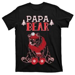 papa bear christmas santa family matching pajamas t-shirt