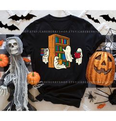 reading book boooks ghost read book halloween teacher tshirt , halloween shirt , gift for librairan, ghost shirt , book