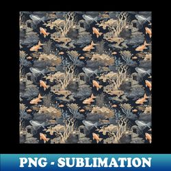 aquatic seamless pattern underwater sea life ocean marine aquarium coral water plants fish nautical - special edition sublimation png file - instantly transform your sublimation projects