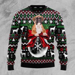 boxer xmas ball ugly christmas sweater - fun adult apparel for the holidays