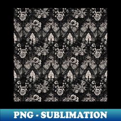 Gothic Seamless Pattern Goth Dark Academia Vintage Victorian Emo Halloween Occult Black Medieval Art - Exclusive PNG Sublimation Download - Bold & Eye-catching
