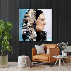 istanbul silhouette and model city landscape illustration decorative roll up canvas, stretched canvas art, framed wall a