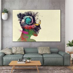 illustration nature woman landscape roll up canvas, stretched canvas art, framed wall art painting