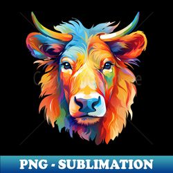 vibrant rainbow cow faces graphic - retro png sublimation digital download - enhance your apparel with stunning detail