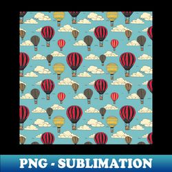hot air balloon seamless pattern sky adventure air travel colorful cute floating gas balloons - png transparent sublimation design - bring your designs to life