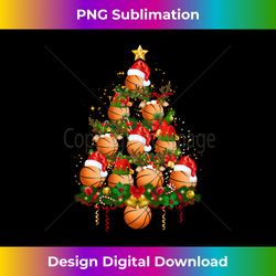 basketball lover christmas tree lights family matching gifts long sleeve - urban sublimation png design - customize with flair