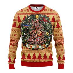 nfl san francisco 49ers tree ball ugly hoodie 3d zip hoodie 3d ugly christmas sweater 3d fleece hoodie