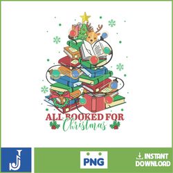 christmas book tree png, christmas gift, book lovers png, bookworm christmas png, gift for teachers, school christmas