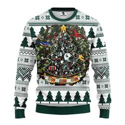 ncaa michigan state spartans tree ball ugly hoodie 3d zip hoodie 3d ugly christmas sweater 3d fleece hoodie